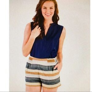 MUD PIE WOMEN STRIPE COTTON SHORTS Sz L